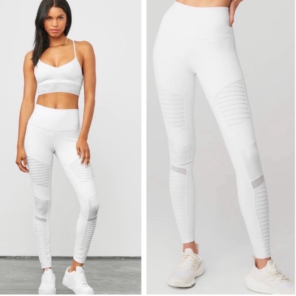 ALO Yoga White High-Waist Moto Leggings S